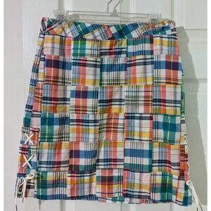Talbots Petites Skirt Size 4P‎ Colorful Plaid Patchwork Casual Knee Length